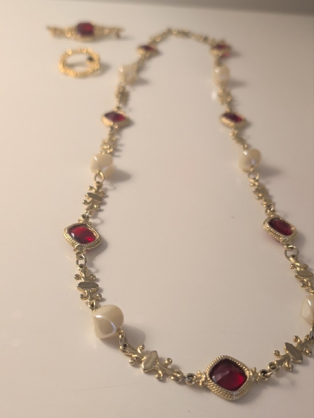 Vintage Long Necklace & Two Brooches Included